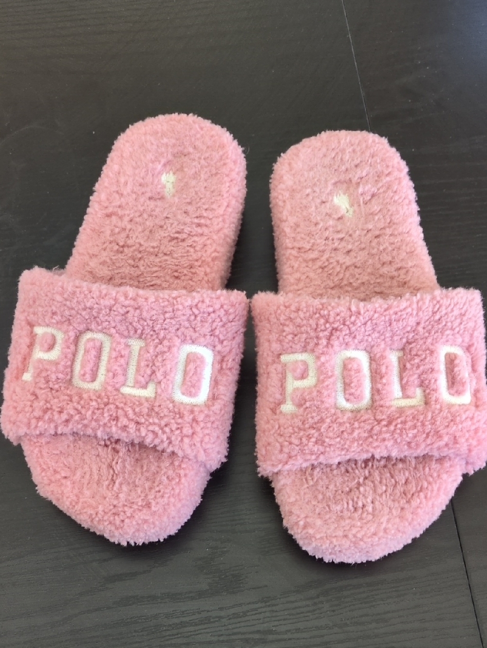 Ralph Lauren Polo Robin Pink Platform Fuzzy Slide Slippers SANDALS Shoes Size 7